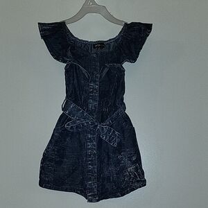 Girl Dark Blue Denim Dress with Belt 2T